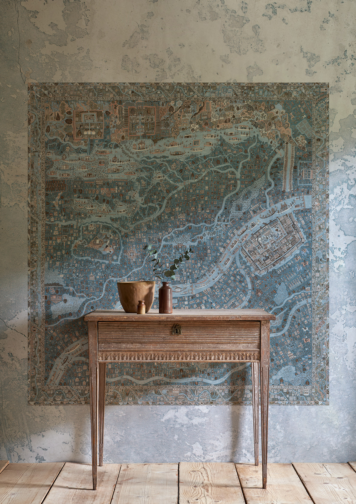 blue map inspired wall panel lewis and wood